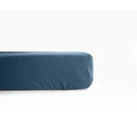 UNIVERSDECOR - Drap Housse Percale Pur Coton peigné Longues Fibres 80 Fils/cm² avec Bonnet de 35 cm Vent du sud (Marine, Drap Housse 90 x 190 cm Bonnet de 35 cm)