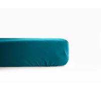 UNIVERSDECOR - Drap Housse Percale Pur Coton peigné Longues Fibres 80 Fils/cm² avec Bonnet de 35 cm Vent du sud (Paon, Drap Housse 90 x 190 cm Bonnet de 35 cm)