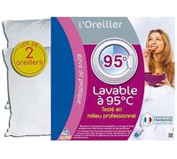 UNIVERSDECOR Lot de 2 oreillers Hotelier à bouillir Hygiafil 60 x 60 cm Bleu Calin, Blanc