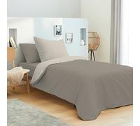 UNIVERSDECOR - Pack Complet 4 pièces Bicolore réversible Housse de Couette 140 x 200 cm pour lit 90 x 190 cm 100% Coton / 57 Fils/cm²
