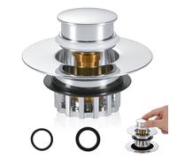Bonde de Lavabo, Universel Bouchon Lavabo Pop-Up avec 2 Joints pour Baignoire, 1-1/2 to 1-3/4" Bouchon Evier Cuisine, Bouchon Lavabo Salle de Bain avec Filtre Anti-Clogging et Anti-Odeur