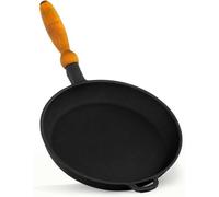 Universelle 4BIG.fun 26-cm poêle à frire en fonte | Profil bas pour braiser et rôtir | Toutes sources de chaleur | Gril et feu avec poignée | Compatible induction | Noir Non revêtu