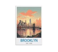 UnNiQ Brooklyn New York - Affiches de voyage vintage sur toile - Décoration murale pour salon, chambre à coucher (20 x 30 cm)