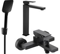 Uno R62 Mélangeur lavabo et baignoire avec accessoires, noir (71413R62-70)