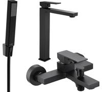 Uno R77 Mélangeur lavabo et baignoire avec accessoires, noir (71413R77-70)