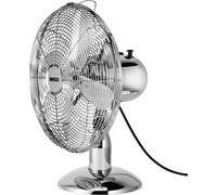 UNOLD 86830 Ventilateur de table Chrome - Chrome, 35 watts, régulateur de vitesse à 3 niveaux, oscillation activable, diamètre du ventilateur env. 30 cm