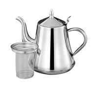 Unomor Théière Inoxydable 2000ML avec Filtre et Couvercle Hermétique, Bouilloire à Bec Long en Acier Argenté, Cafetière Infuseur pour Maison et Bureau