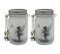 UNUS Lampe solaire en forme de fée papillon en verre