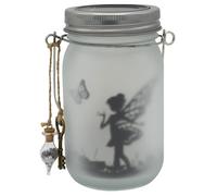 UNUS Lanterne solaire en forme de fée papillon - Verre de fée - Bocal en verre - Lampe de jardin