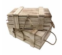 UNUS Lot de 2 caisses en bois avec couvercle - Caisses au trésor - Marron - Boîte cadeau