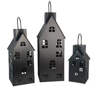 UNUS Maison de lanterne noire - Lanterne d'extérieur de 80 cm - En métal | Lanterne solaire avec lumière LED, Pour l'extérieur et l'intérieur, Éclairage d'ambiance