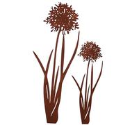 UNUS Piquet de jardin en forme d'agapanthe, lot de 2, décoration de jardin, aspect rouille, piquet rouillé, décoration en rouille pour jardin, patio, balcon, pot de fleurs