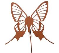 UNUS RM Design Pique de Jardin, Déco extérieure en métal rouillé, Figurine décorative Papillon sur bâton, 37x34cm (Grand)
