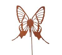 UNUS RM Design Pique de Jardin, Déco extérieure en métal rouillé, Figurine décorative Papillon sur bâton, 28x26cm (Moyen)