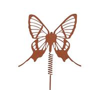 UNUS RM Design Pique de Jardin, Déco extérieure en métal rouillé, Figurine décorative Papillon sur bâton, 19x18cm (Petit)