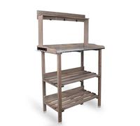UNUS Table de Plantation en Bois avec Plaque en Zinc, Table de Jardin avec 3 étages, Meuble de Jardinier Gris 76x38x91cm