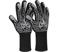 Unyqoos® : 1 paire de gants de cuisine résistants à la chaleur, en silicone antidérapant de qualité alimentaire, en fibre d'aramide et en tissu polyester-coton résistant à la chaleur, jusqu'à 1000 °F