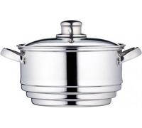 Unyqoos® : Accessoire universel pour cuisson vapeur – transforme une casserole en cuiseur vapeur, en acier inoxydable avec couvercle en verre trempé, diamètre 20 cm, compatible avec des casseroles de 