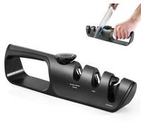 Unyqoos® : Affûteur de couteaux – Système de meulage en 3 étapes (carbure de tungstène/céramique/diamant), angle réglable de 14 à 24°, pour couteaux de cuisine, ciseaux et outils d'extérieur, antidéra