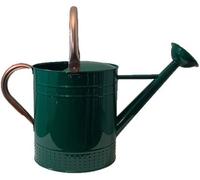 Unyqoos® Arrosoir 9 L – Style français, construction robuste en métal massif, émail vert foncé, anse pliable, rosace amovible, accents cuivrés