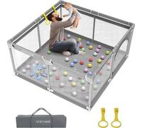 Unyqoos® Babybox, parc de jeu 127x127x68 cm – Centre de jeux et d'activités pour l'intérieur et l'extérieur, tissu en mesh respirant, tissu Oxford, rembourrage en mousse, ventouses antidérapantes