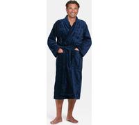Unyqoos® Badrock® Peignoir en velours bleu marine – 100% coton, col montant, ceinture à nouer, 2 poches plaquées, unie, adapté aux saunas, taille 3XL