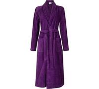 Unyqoos® Badrock® Peignoir en velours unie, 100% coton, taille L/XL, violet, col montant, ceinture à nouer et 2 poches plaquées, OEKO-TEX®