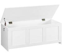 Unyqoos® Banc de rangement blanc de 100 cm – Coffre de rangement avec charnières de sécurité et poignées en métal, idéal pour l'entrée, la chambre d'enfant ou le bureau