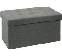Unyqoos® Banc de rangement pliable – Pouf en lin avec 80 litres de capacité de rangement, gris foncé, 76 x 38 x 38 cm, structure intérieure en HDF, revêtement 100% polyester