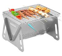 Unyqoos® : Barbecue portable au charbon de bois – Grill de camping compact en 5 pièces, dimensions 22x16x12 cm, grille en acier inoxydable 304, résistant à la rouille, avec sac de transport (dimension