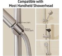 Unyqoos® Barre de douche réglable en acier inoxydable SUS304, avec support de douche réglable en hauteur et en angle, finition brossée, kit de montage inclus