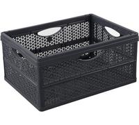 Unyqoos® Boîte de rangement pliable – 32 L, plastique sans BPA, couleur anthracite, pliable, capacité de charge de 10 kg, idéale pour le stockage et le transport