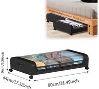 Unyqoos® : Boîte de rangement pliable à placer sous le lit, avec 4 roulettes, couvercle transparent à fermeture éclair et fond renforcé – idéale pour gagner de la place et ranger vêtements et linge de