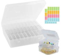 Unyqoos® : Boîte de rangement transparente de 30 pièces, dimensions 22,5 x 17,5 x 6 cm, en PP, avec couvercles et étiquettes – Organisateur pour bijoux, perles et petits objets