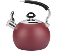 Unyqoos® Bouilloire 1,9 L – Bouilloire en acier inoxydable 18/8 avec couvercle, compatible avec les plaques de cuisson à gaz, à induction et pour camping, verseur de grande capacité, couleur rouge