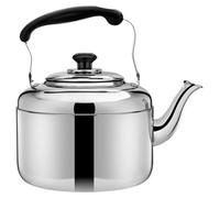 Unyqoos® Bouilloire en acier inoxydable de 3 litres – Théière pour la cuisine et le camping, compatible avec les plaques à induction, pour gaz et électrique, couleur argent, avec poignée pliable recou