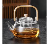 Unyqoos® Carafe en verre borosilicaté de 1000 ml avec filtre amovible et couvercle – idéale pour le thé en vrac et les sachets de thé, résistante à la chaleur, compatible avec les plaques à induction