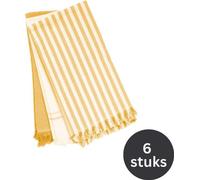 Unyqoos® CAVENDISH – Lot de 3 torchons de cuisine, 100% coton, 50x70 cm, couleur jaune, très absorbants, agréable au toucher, avec boucle de suspension ; rayés, unis, blanc avec fines rayures
