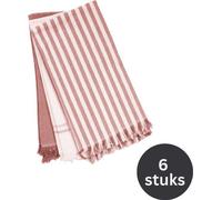 Unyqoos® CAVENDISH : Serviettes de cuisine – Lot de 3, 50 x 70 cm, couleur terre cuite, 100% coton, avec boucle de suspension, 3 motifs (rayures/uni/blanc avec fines rayures)