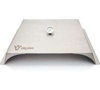 Unyqoos® – Chapeau de cuisson pour pizza, compatible avec les barbecues à gaz, au charbon de bois et d'extérieur, en acier inoxydable de 1,5 mm, dimensions : 56 x 39 x 9 cm, couvercle de pizza avec th