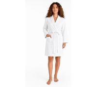 Unyqoos® Cocodream - Peignoir pour femme, texture nid d'abeille, blanc, longueur mi-mollet, à séchage rapide et léger, composition : 35% coton / 65% polyester, taille M