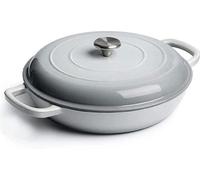 Unyqoos® Cocotte en fonte émaillée, modèle "Dutch Oven", diamètre 30 cm, fond plat, capacité 3,5 L, poids 5,9 kg – Couvercle avec picots autonettoyants, compatible avec tous les types de plaques de cu