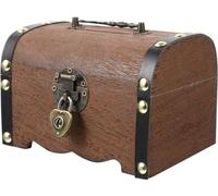 Unyqoos® Coffre au trésor de pirate – Boîte de rangement en bois décorative, fabriquée à la main, avec serrure et poignée de transport, coffre vintage pour bijoux, argent, mariages et loisirs créatifs