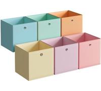 Unyqoos® : Coffres de rangement en tissu colorés, lot de 6 – 33 x 33 x 33 cm, pliables, avec insert en PP de 2 mm, inodores et résistants à l'humidité, avec poignée