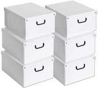 Unyqoos® : Coffret de 6 boîtes de rangement en carton blanc, dimensions 50 x 40 x 25 cm – Grandes boîtes de rangement pour vêtements et linge, renforcées, à assembler en 50 secondes