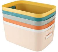 Unyqoos® : Coffret de 6 boîtes de rangement en plastique PP colorées, avec poignée – Boîtes en plastique légères et empilables, idéales pour la cuisine, le bureau et la maison