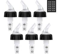 Unyqoos® : Coffret de 6 distributeurs de bouteilles de 4 cl – verseurs automatiques en plastique brut, avec arrêt de versement, montage par vis à 45°, adaptés aux vins rouges, vins blancs et whiskies