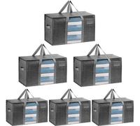 Unyqoos® – Coffret de 6 sacs de rangement XXL étanches, d'une capacité de 95 litres (68,5 x 35 x 39 cm), avec fermeture éclair sur 3 côtés et poignées de transport, idéal pour les déménagements et le
