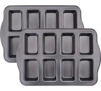 Unyqoos® : Coffret de 8 mini-moules pour pain, dimensions 36 x 24 x 3 cm, comprenant 8 cavités (9 x 5,5 x 3 cm), en acier au carbone avec revêtement antiadhésif, lavable au lave-vaisselle