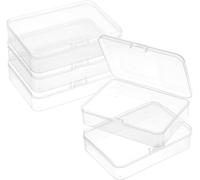 Unyqoos® : Coffret de rangement en plastique transparent et robuste, lot de 6, avec couvercle – empilable, compact (10,5 x 7,5 x 2,5 cm), avec fermetures à pression, idéal pour les bijoux et les petit